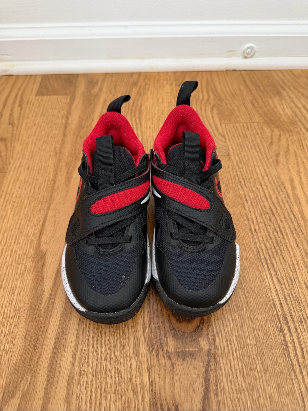 Nike Kids Black and Red Velcro Athletic Sneakers